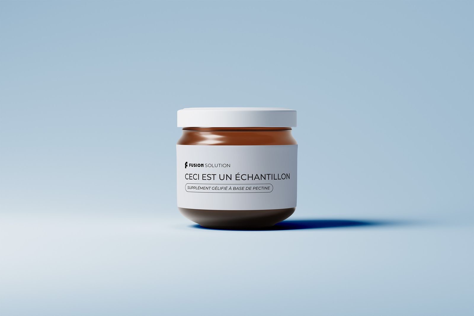 Pot de produit à l'étiquette de Fusion Solution